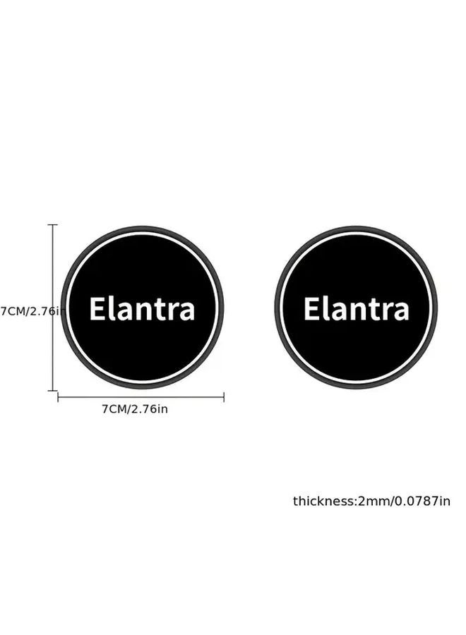 Elantra Car Cup Holder Coasters 1 Pair Anti Slip Pads With White Lettering - Image 2